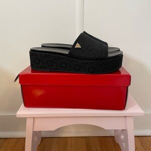Guess Black Platform Slide Sandals